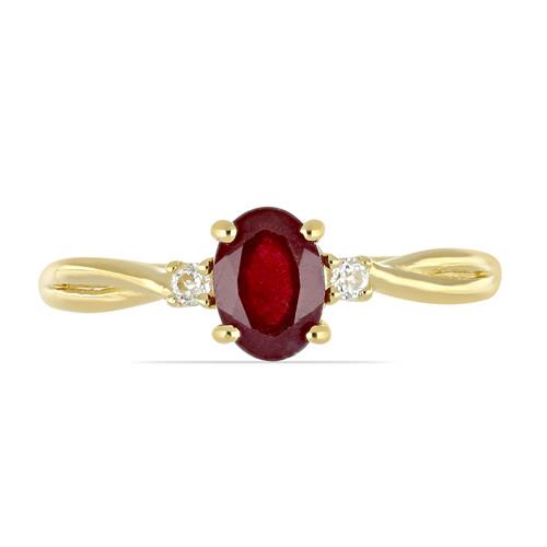 BUY NATURAL GLASS FILLED RUBY GEMSTONE CLASSIC RING IN STERLING SILVER